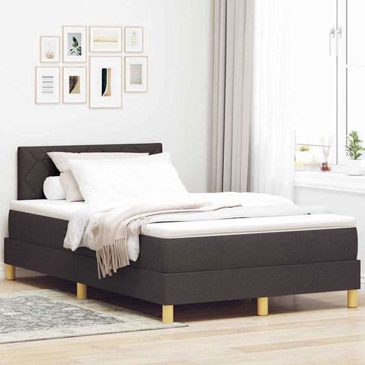 LED Box Spring Ágy fejtámlával Sötét Barna 120 x 200 cm szövet