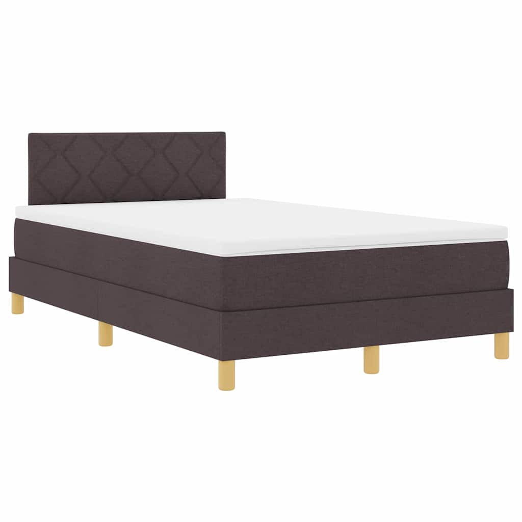 LED Box Spring Ágy fejtámlával Sötét Barna 120 x 200 cm szövet