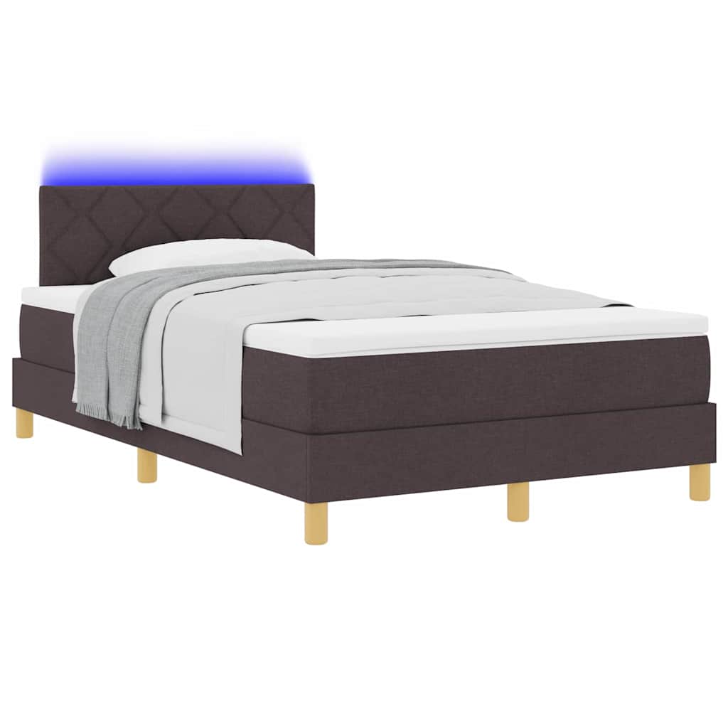 LED Box Spring Ágy fejtámlával Sötét Barna 120 x 200 cm szövet