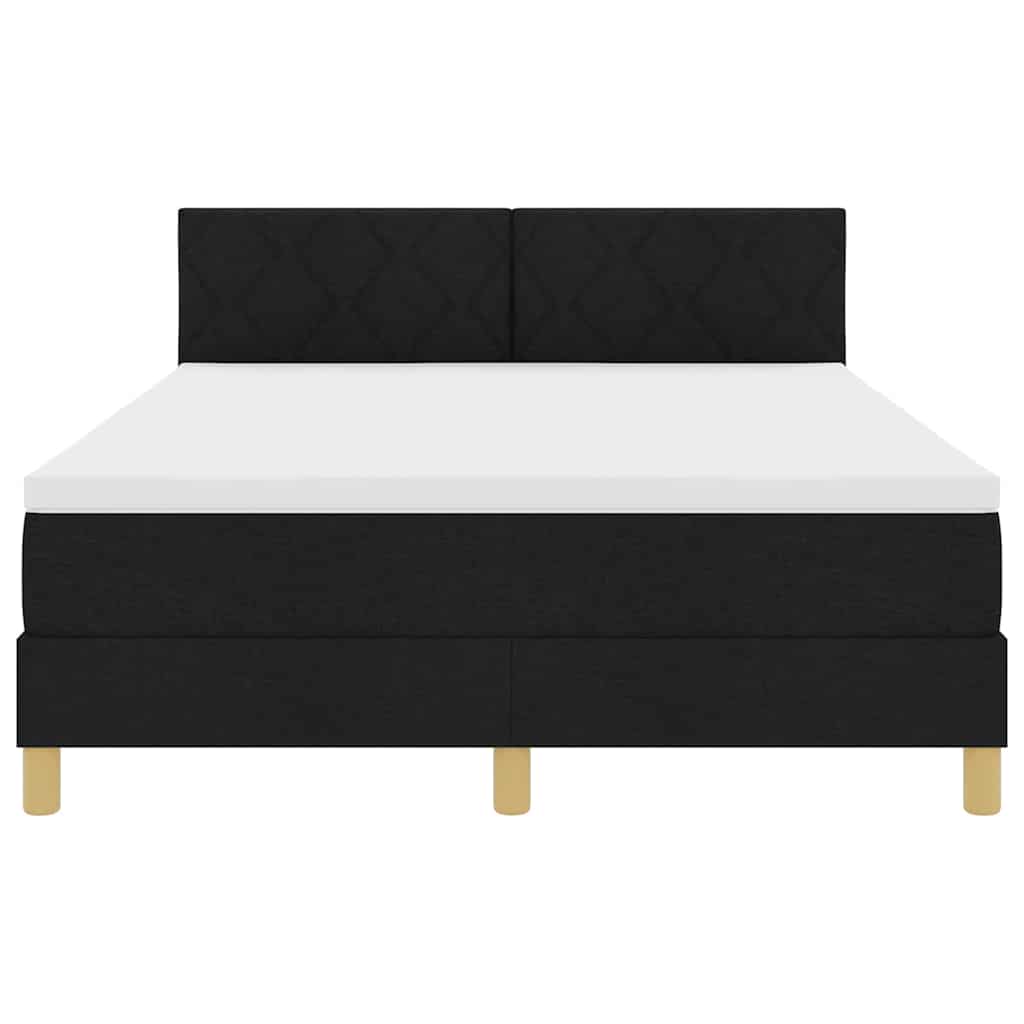 LED Box Spring Ágy LED szalagokkal Fekete 140 x 190 cm szövet