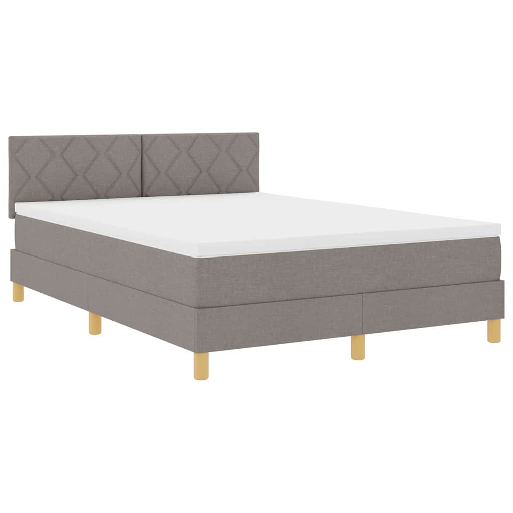 LED Box Spring Ágy fejtámlával Tópszínű 140 x 190 cm szövet