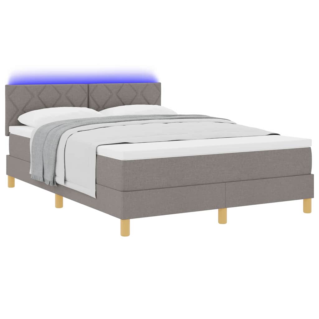 LED Box Spring Ágy fejtámlával Tópszínű 140 x 190 cm szövet