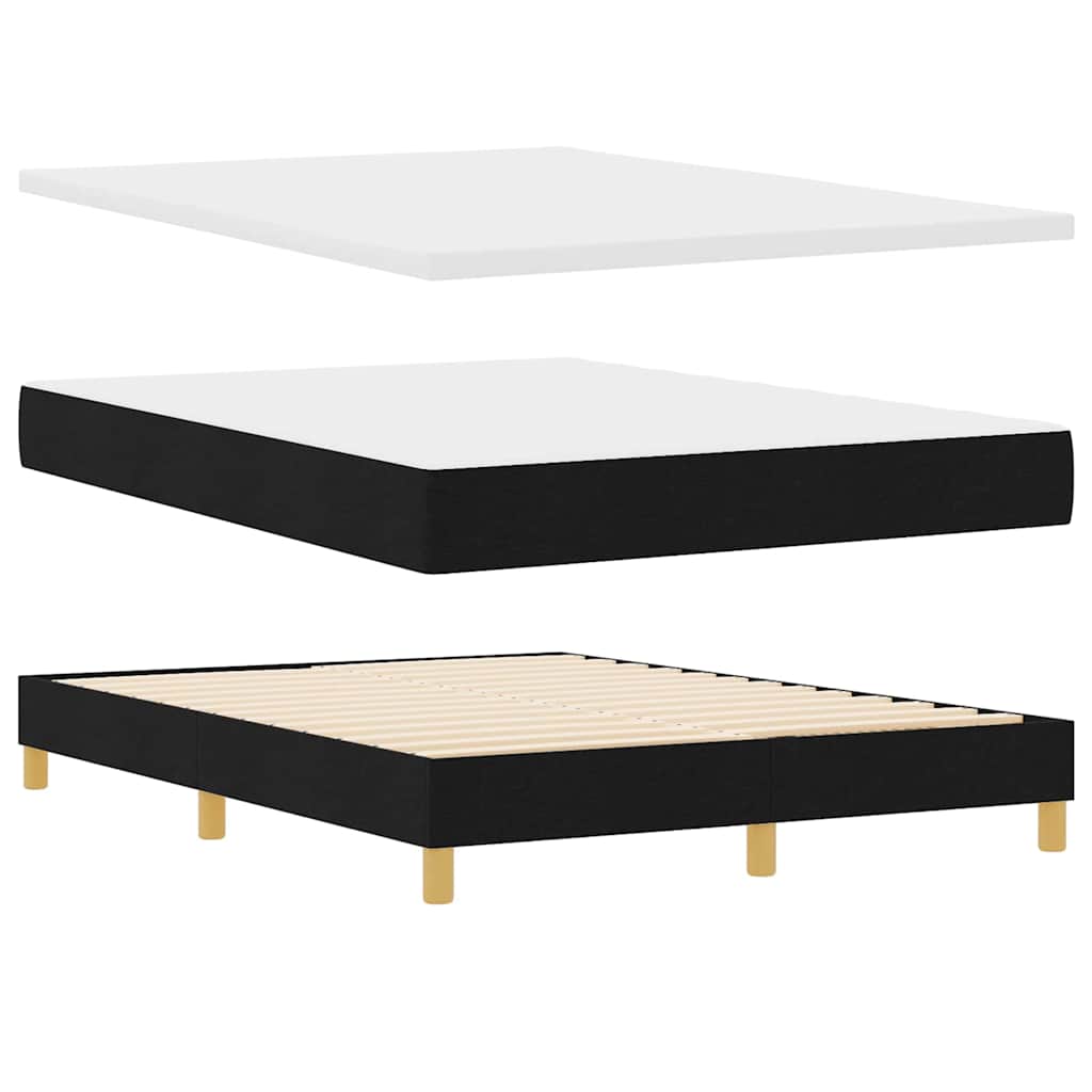 LED Box Spring Ágy LED szalagokkal Fekete 140 x 200 cm szövet