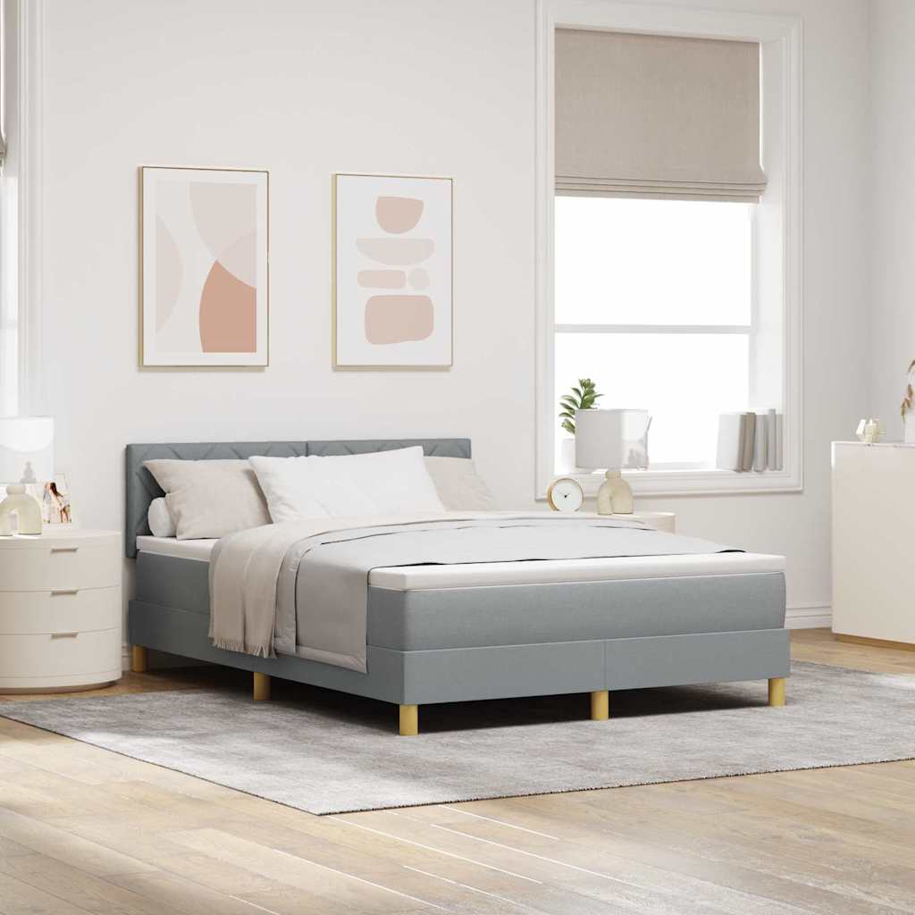 LED Box Spring Ágy Világosszürke 160 x 200 cm szövet