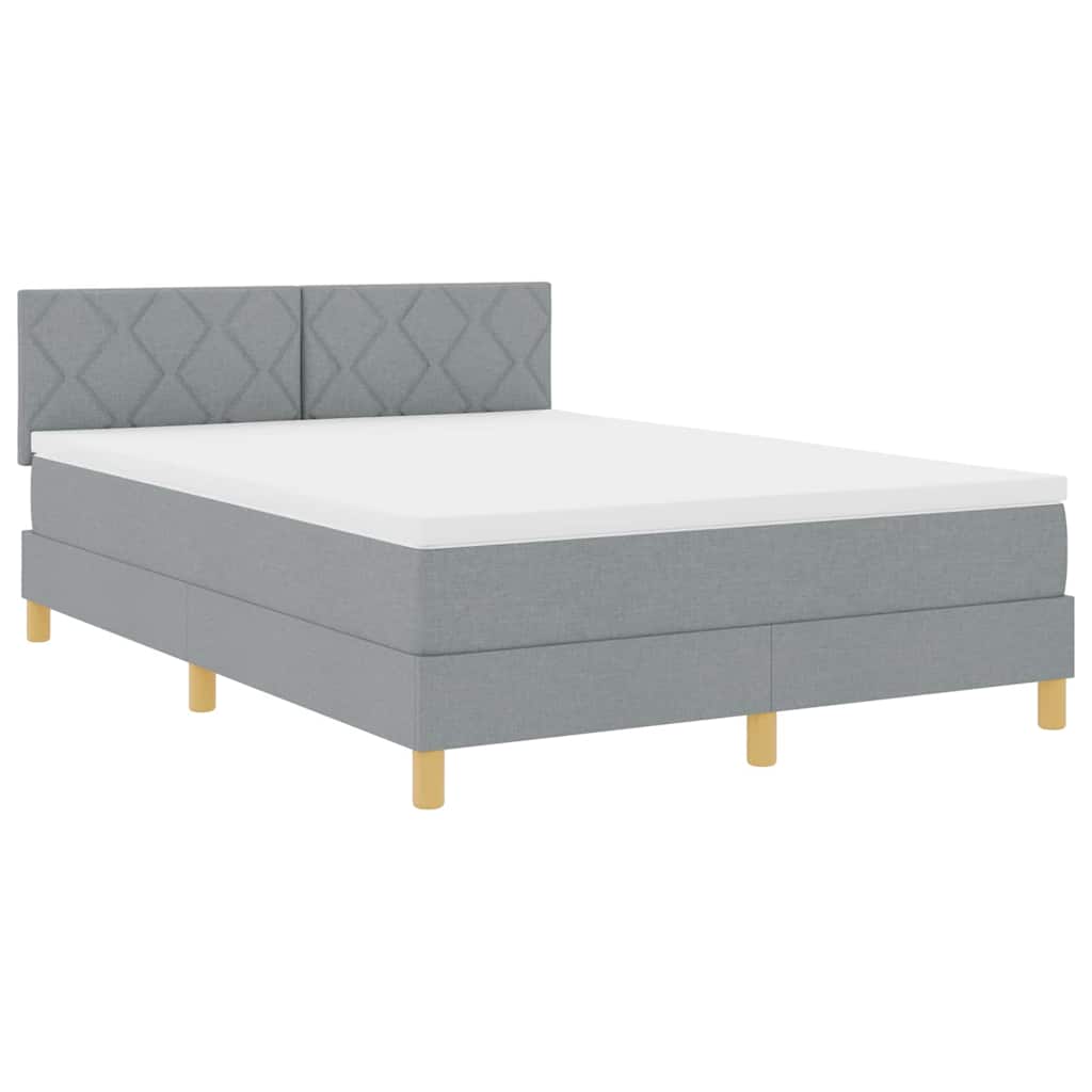 LED Box Spring Ágy Világosszürke 160 x 200 cm szövet