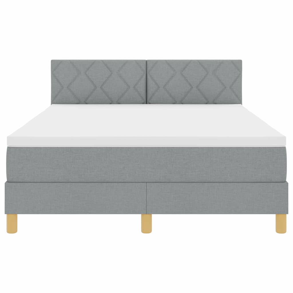 LED Box Spring Ágy Világosszürke 160 x 200 cm szövet