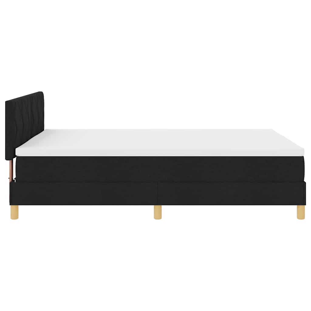 LED Box Spring Ágy LED szalagokkal Fekete 160 x 200 cm szövet