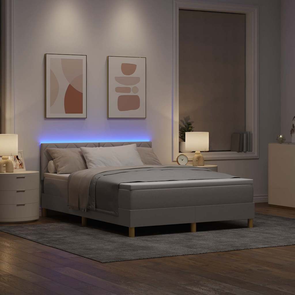LED Box Spring Ágy fejtámlával Tópszínű 160 x 200 cm szövet