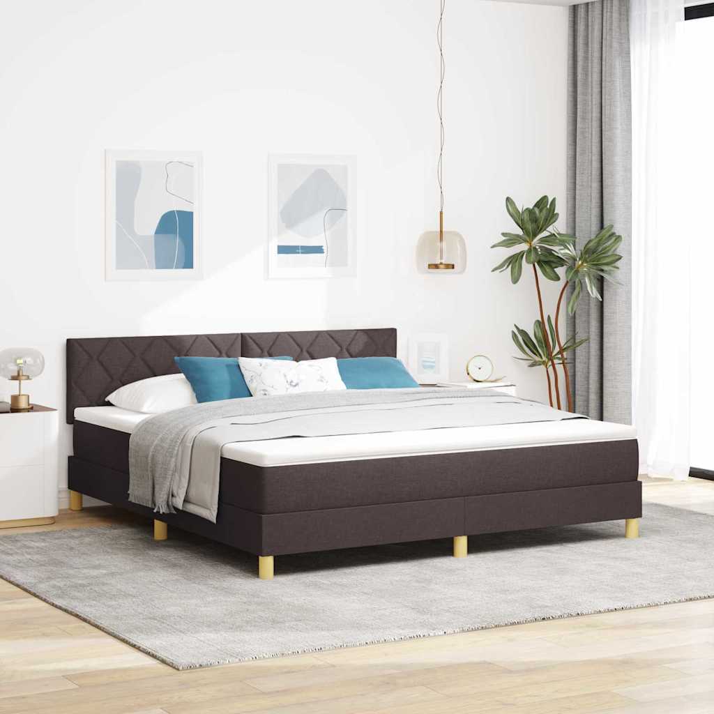 LED Box Spring Ágy fejtámlával Sötét Barna 180 x 200 cm szövet