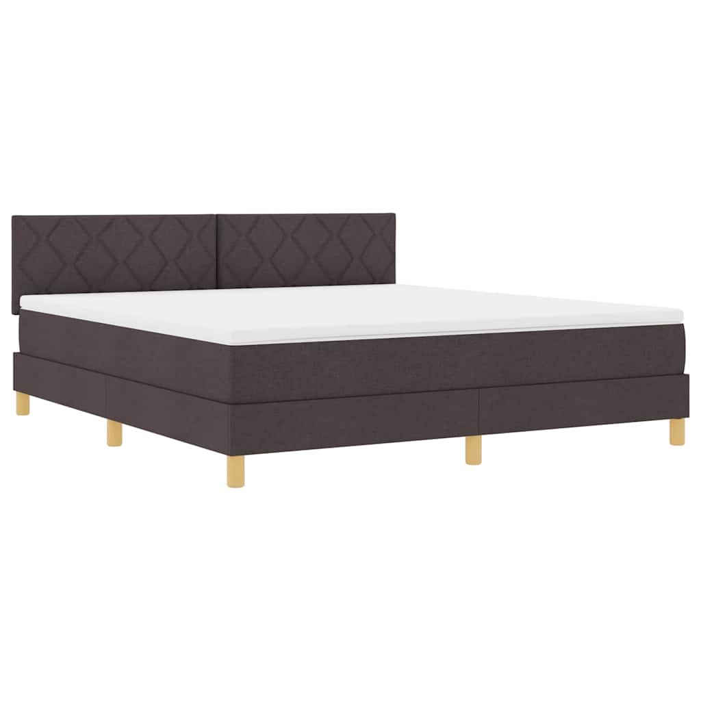 LED Box Spring Ágy fejtámlával Sötét Barna 180 x 200 cm szövet