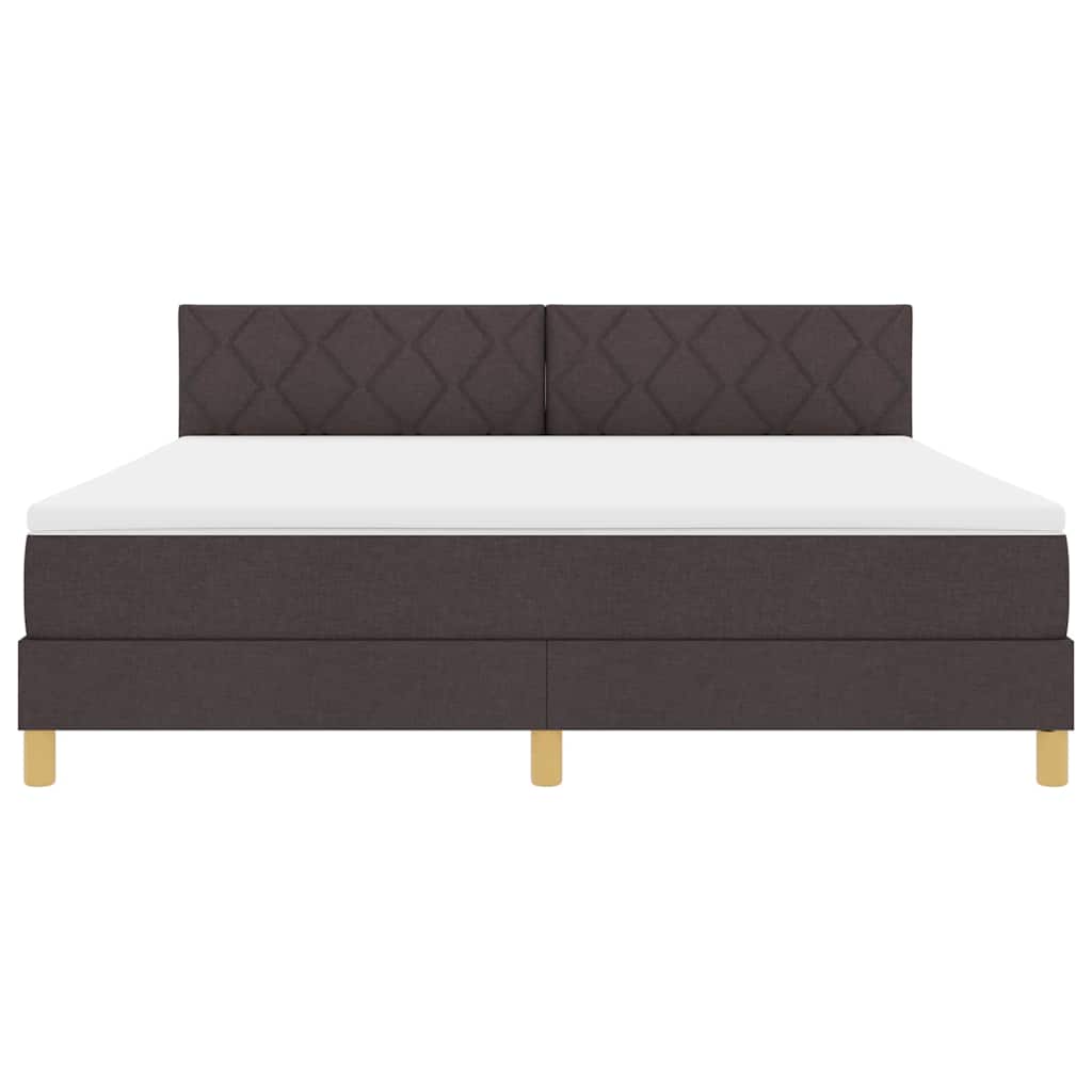 LED Box Spring Ágy fejtámlával Sötét Barna 180 x 200 cm szövet