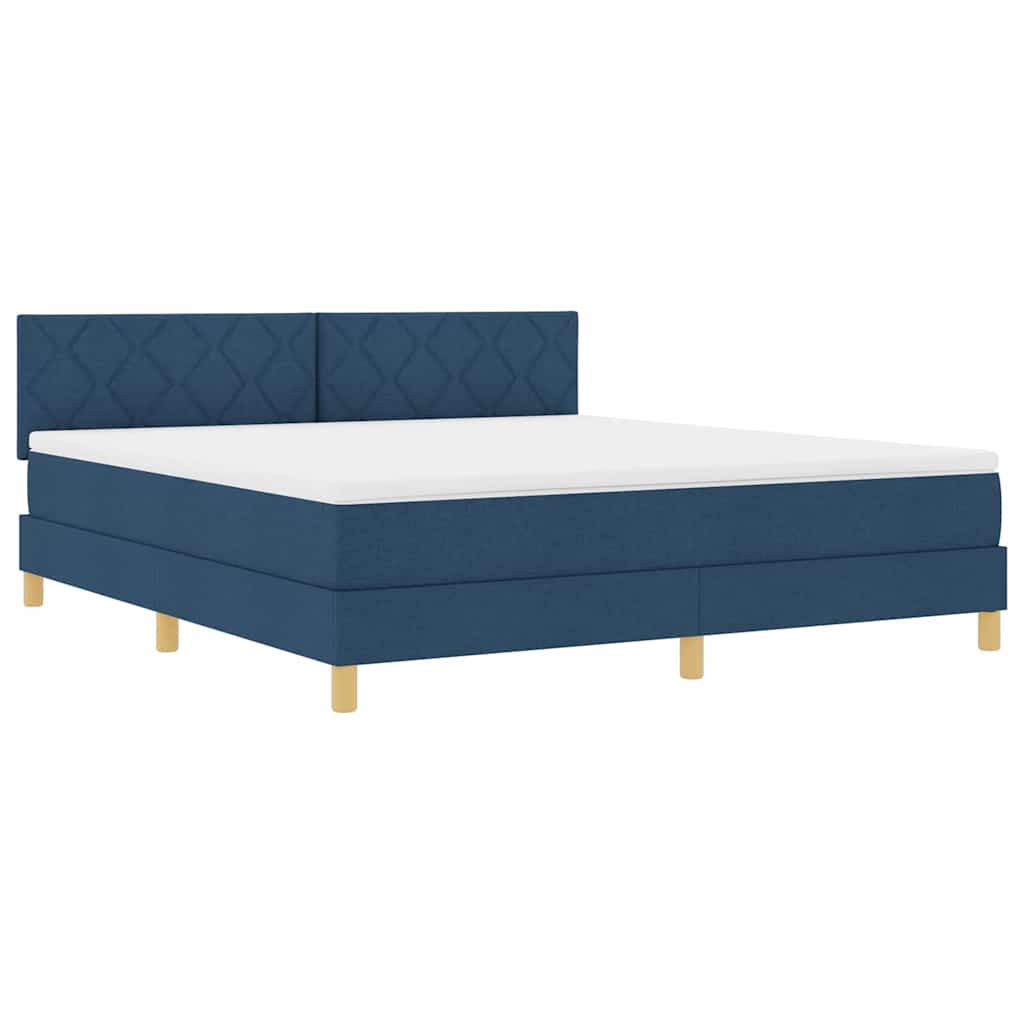 LED Box Spring Ágy LED szalagokkal Kék 180 x 200 cm szövet