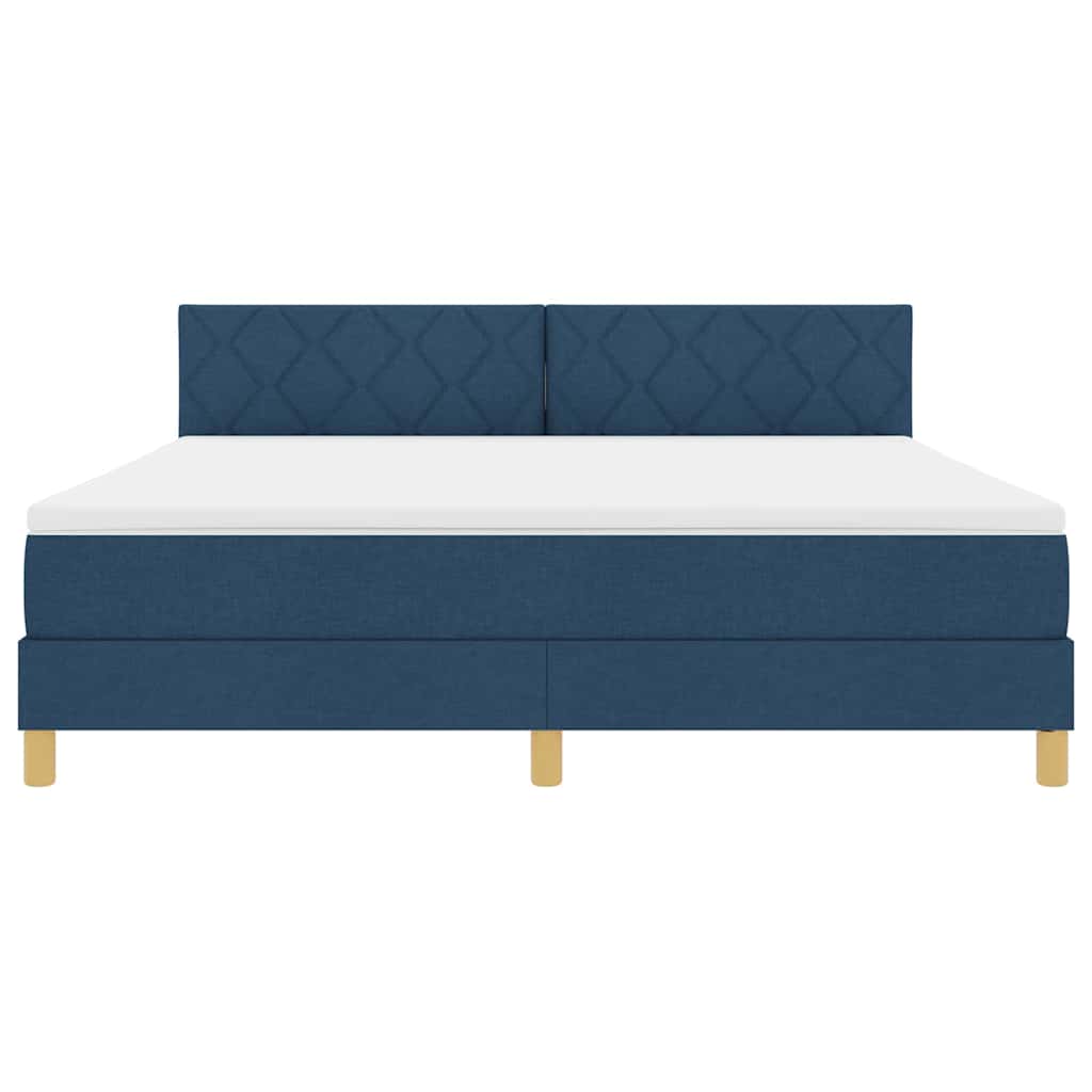 LED Box Spring Ágy LED szalagokkal Kék 180 x 200 cm szövet