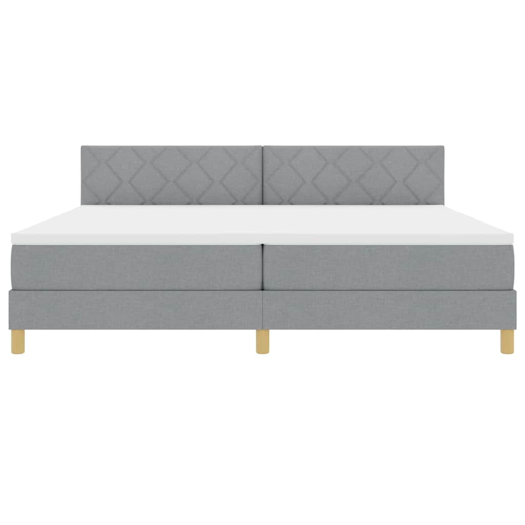 LED Box Spring Ágy Világosszürke 200 x 200 cm szövet