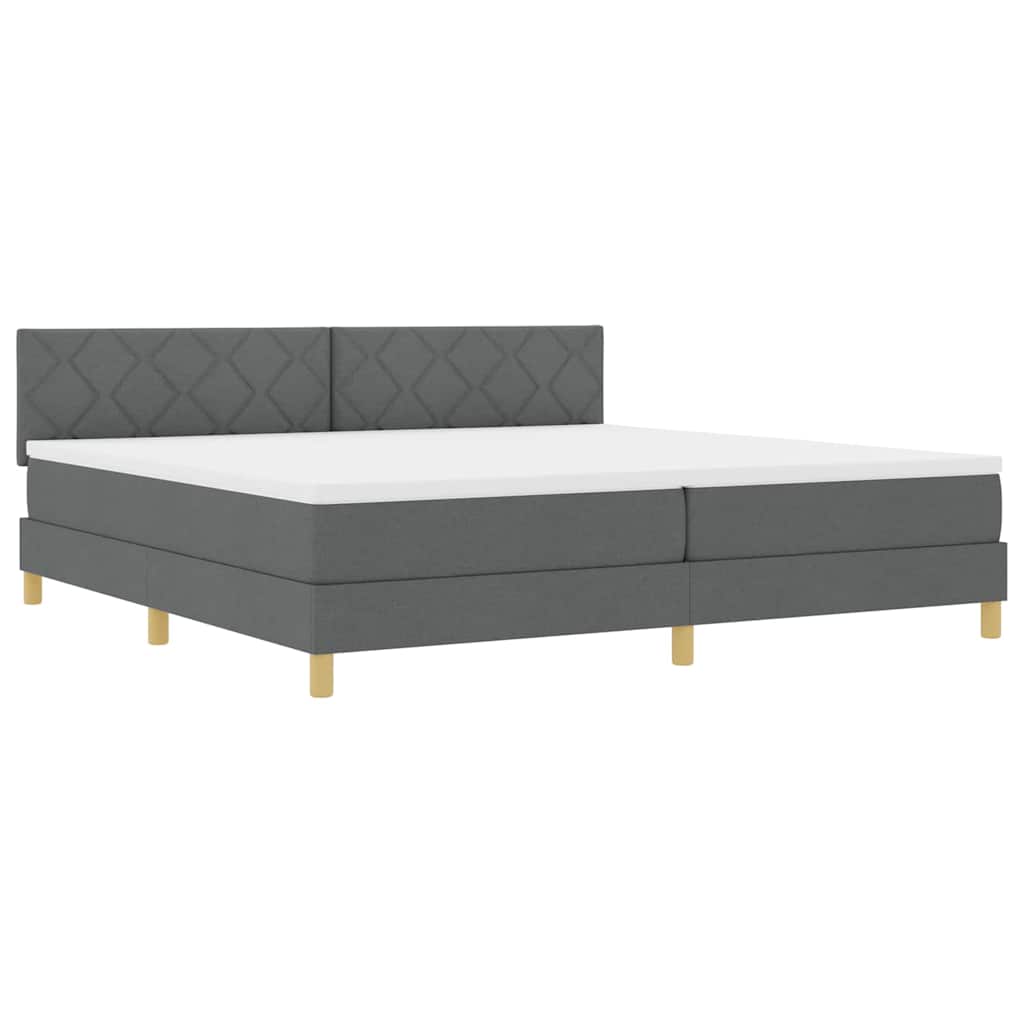 LED Box Spring Ágy fejtámlával Sötétszürke 200 x 200 cm szövet