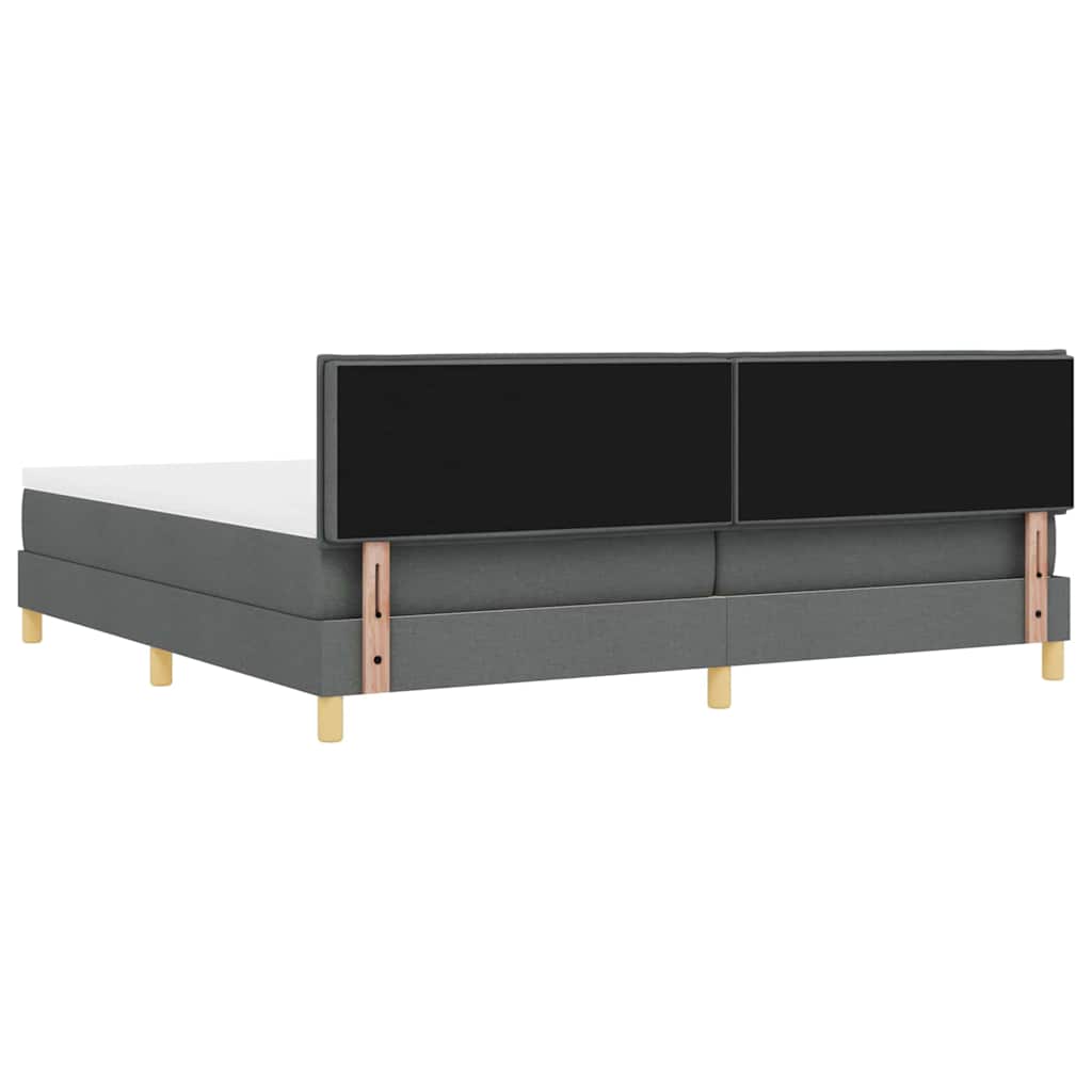 LED Box Spring Ágy fejtámlával Sötétszürke 200 x 200 cm szövet