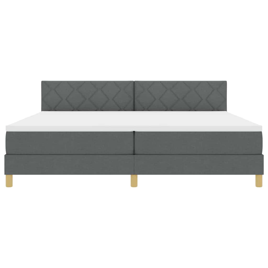 LED Box Spring Ágy fejtámlával Sötétszürke 200 x 200 cm szövet
