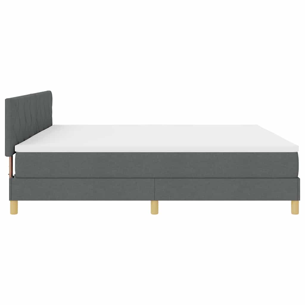 LED Box Spring Ágy fejtámlával Sötétszürke 200 x 200 cm szövet
