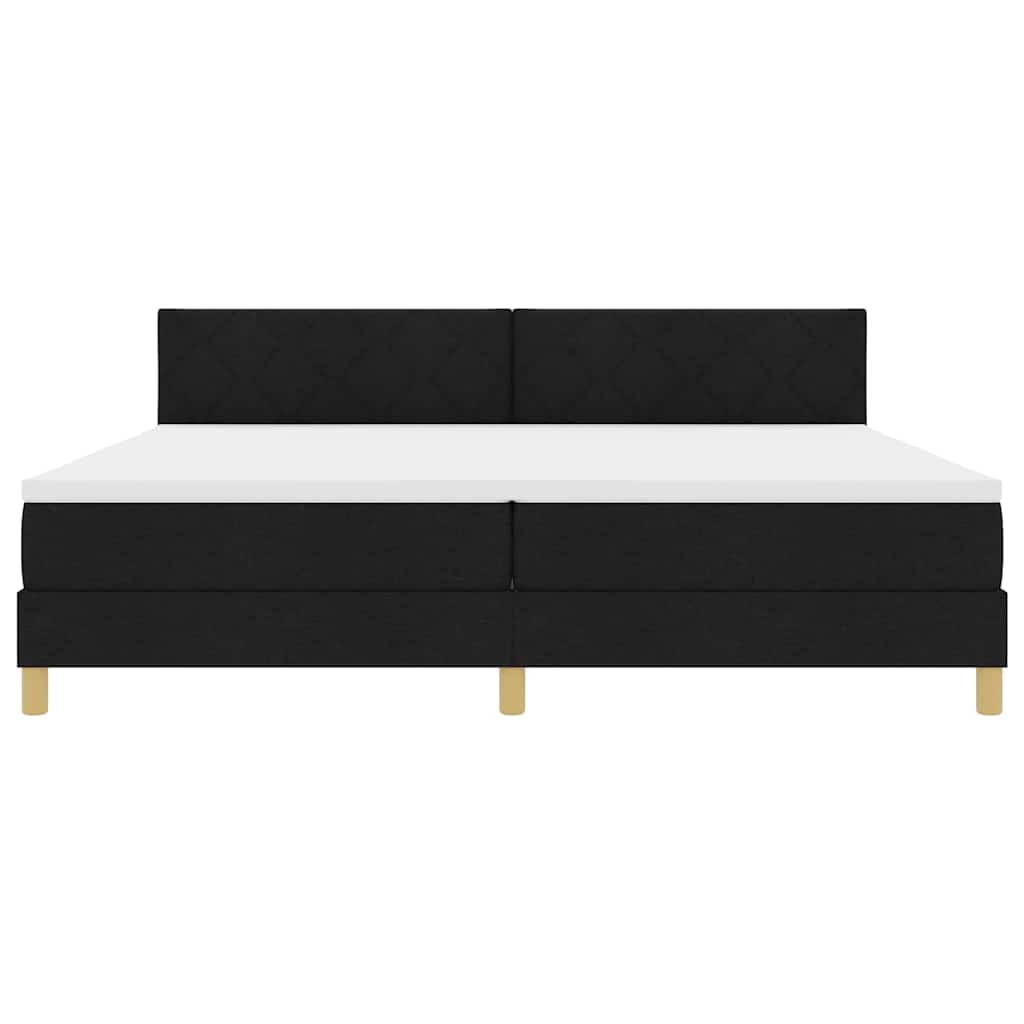 LED Box Spring Ágy LED szalagokkal Fekete 200 x 200 cm szövet