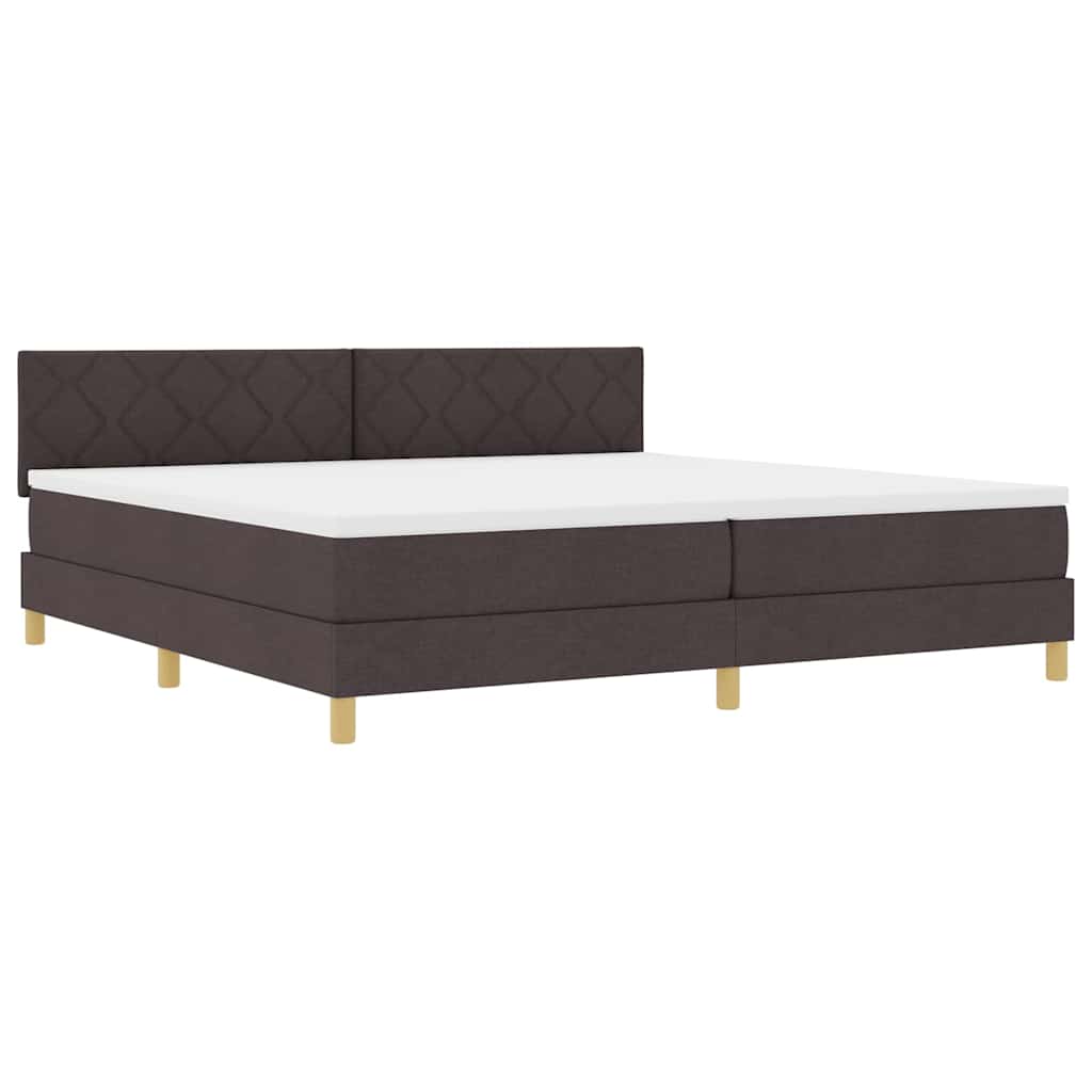 LED Box Spring Ágy fejtámlával Sötét Barna 200 x 200 cm szövet