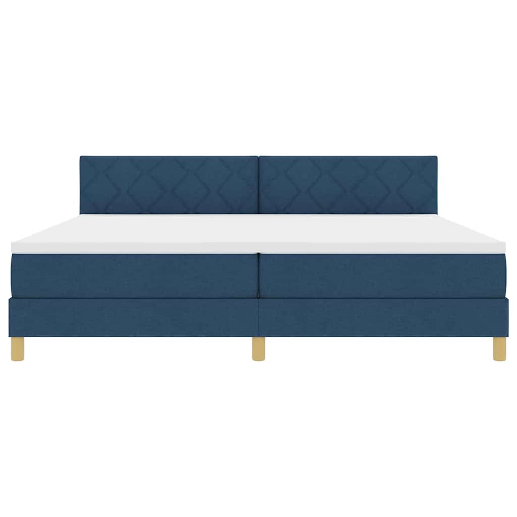 LED Box Spring Ágy LED szalagokkal Kék 200 x 200 cm szövet