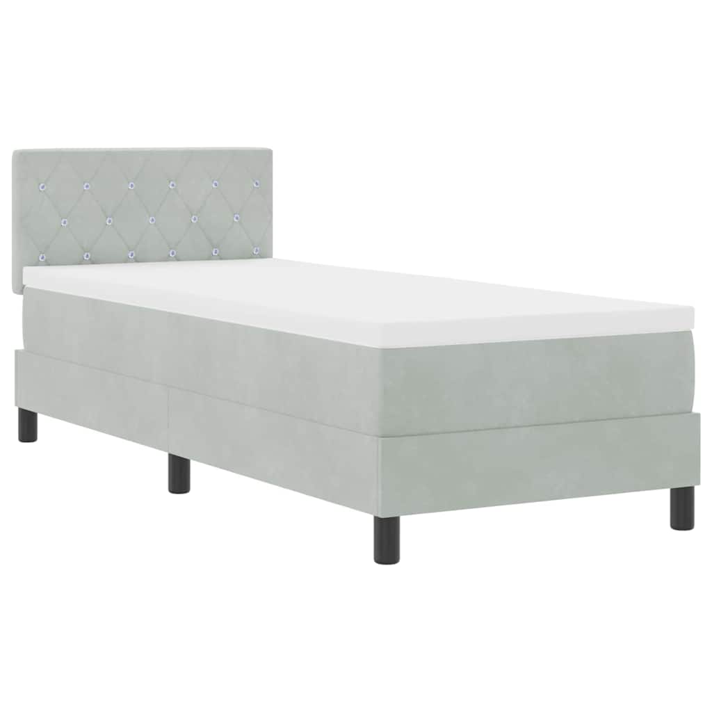 LED Box Spring Ágy matracmal Világosszürke 80 x 200 cm Bársony