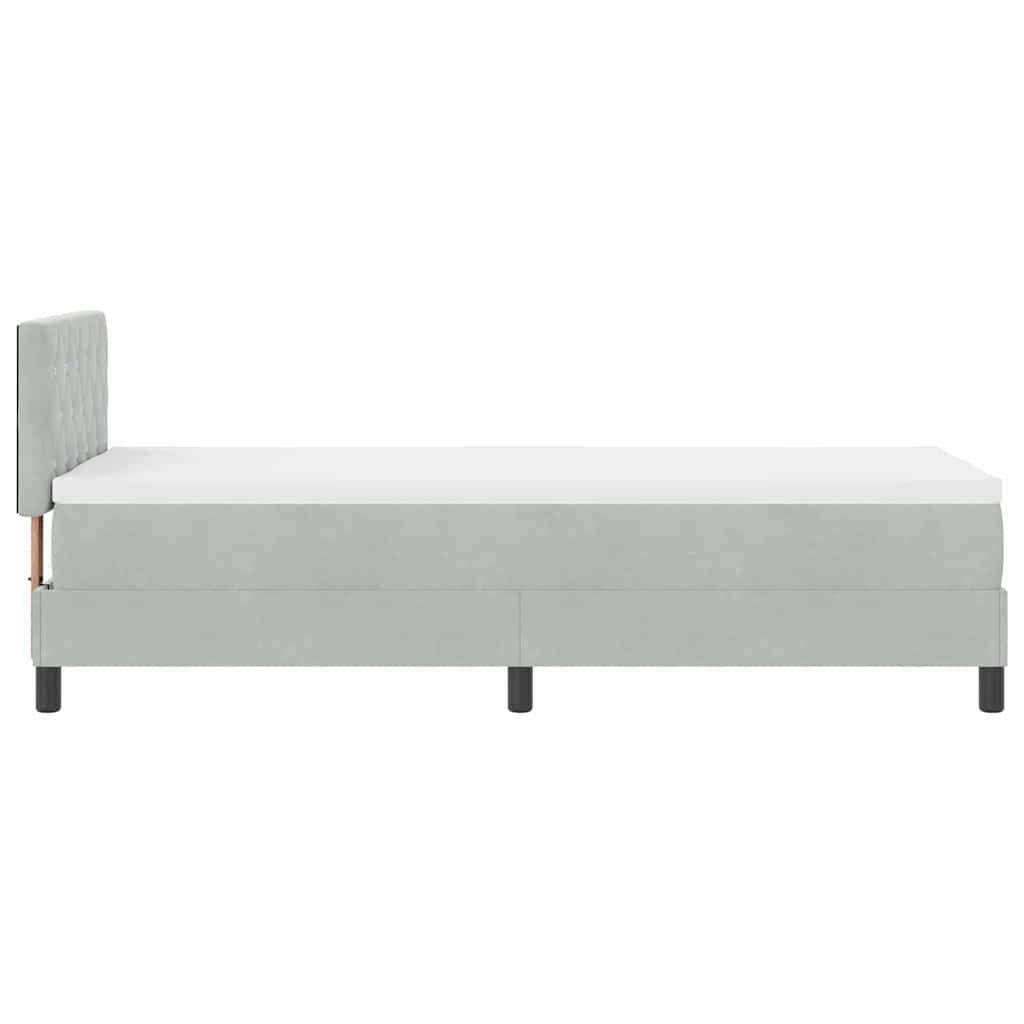 LED Box Spring Ágy matracmal Világosszürke 80 x 200 cm Bársony