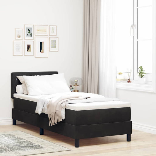 LED Box Spring Ágy matracmal leddel Fekete 80 x 200 cm Bársony
