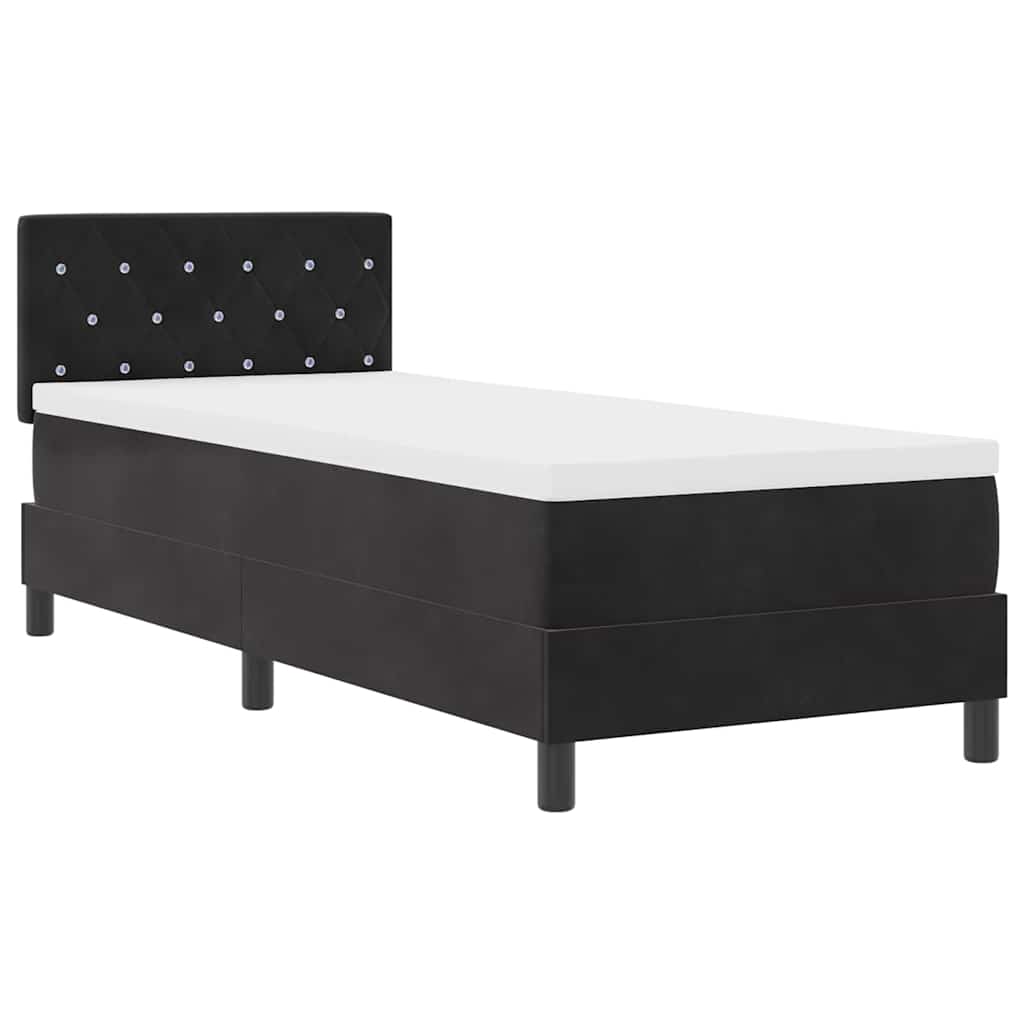 LED Box Spring Ágy matracmal leddel Fekete 80 x 200 cm Bársony