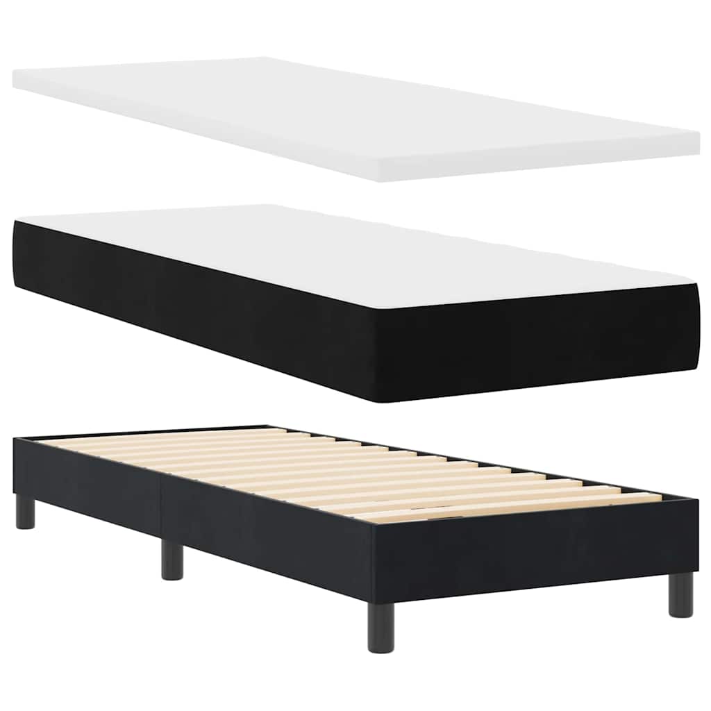 LED Box Spring Ágy matracmal leddel Fekete 80 x 200 cm Bársony