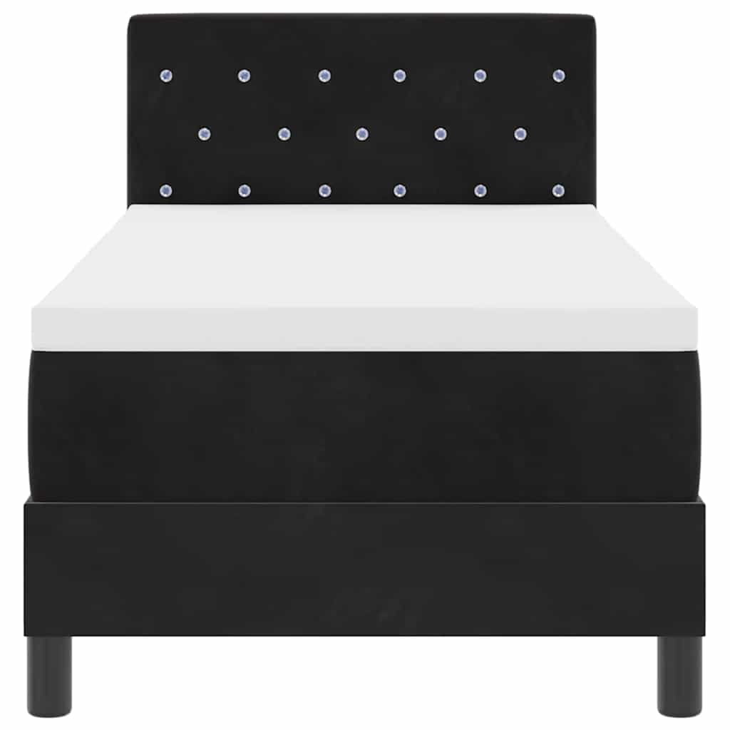 LED Box Spring Ágy matracmal leddel Fekete 80 x 200 cm Bársony