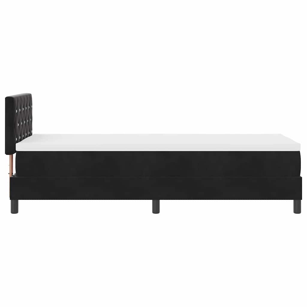 LED Box Spring Ágy matracmal leddel Fekete 80 x 200 cm Bársony