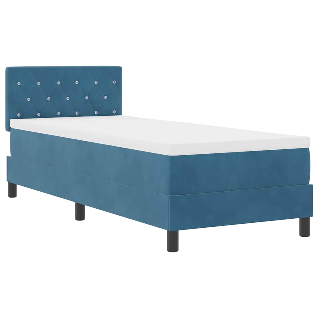 LED Box Spring Ágy matracmal Sötét kék 80 x 200 cm Bársony