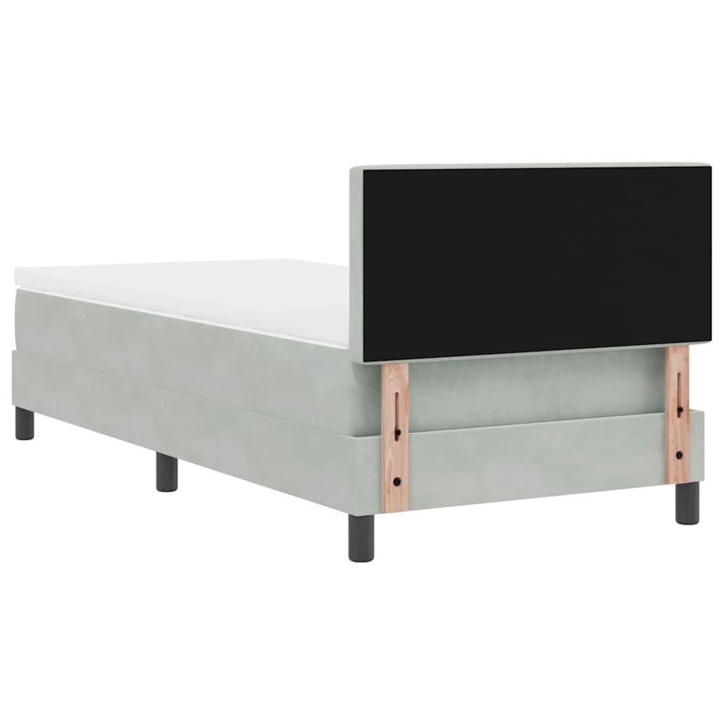 LED Box Spring Ágy matracmal Világosszürke 90 x 190 cm Bársony