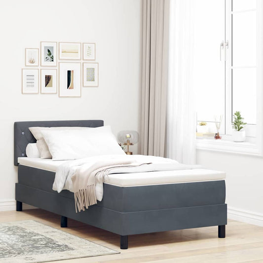 LED Box Spring Ágy matracmal Sötétszürke 90 x 190 cm Bársony
