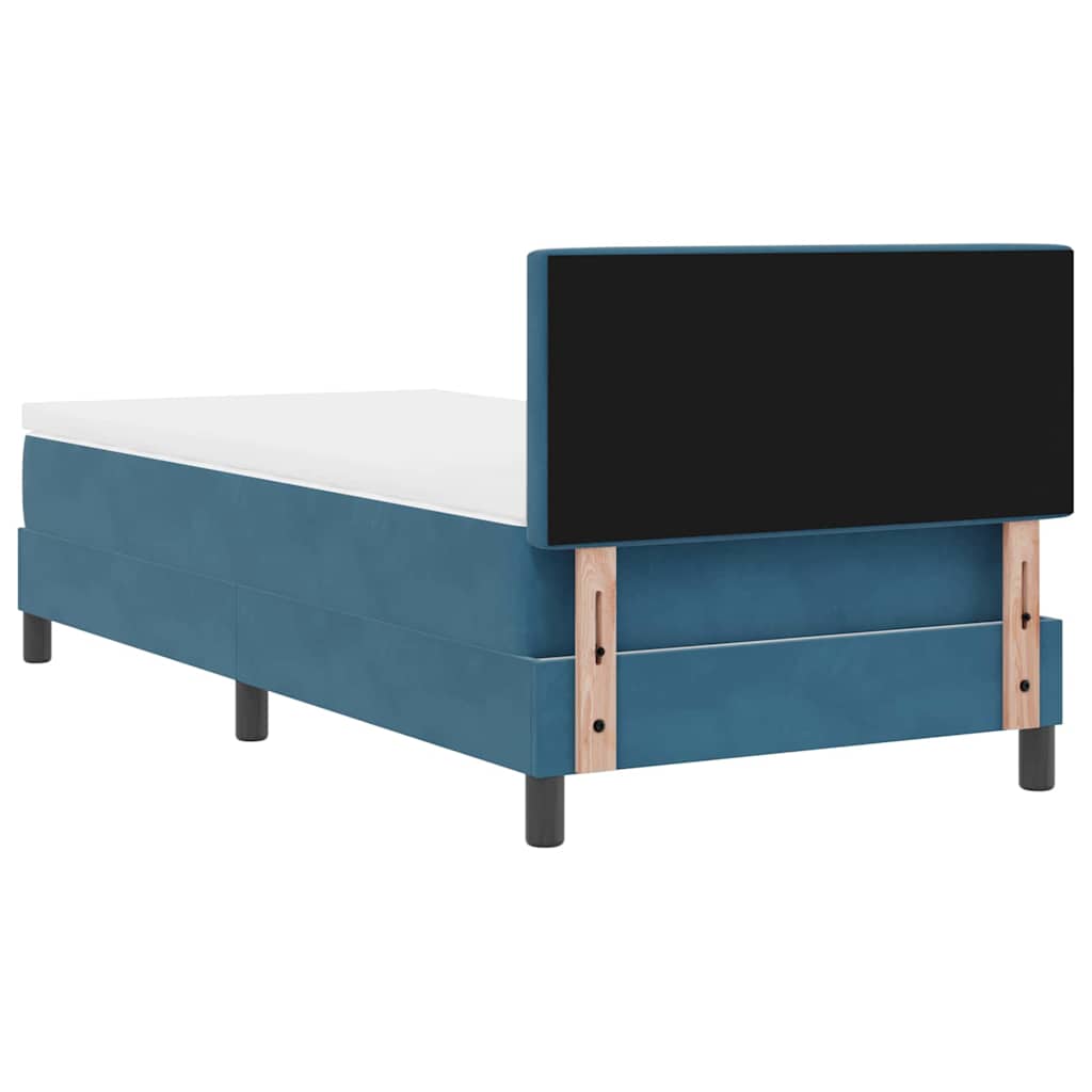 LED Box Spring Ágy matracmal Sötét kék 90 x 190 cm Bársony