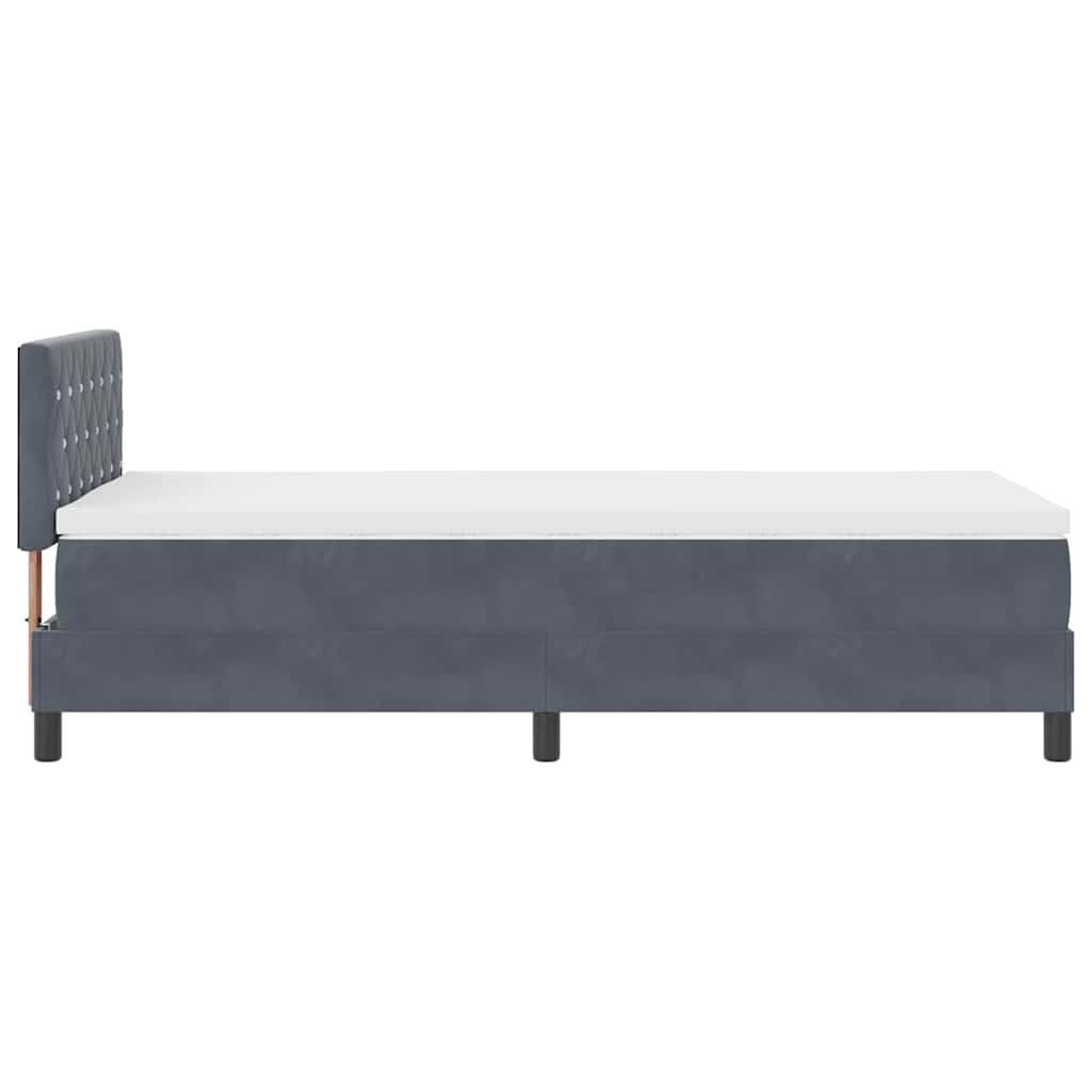 LED Box Spring Ágy matracmal Sötétszürke 90 x 200 cm Bársony