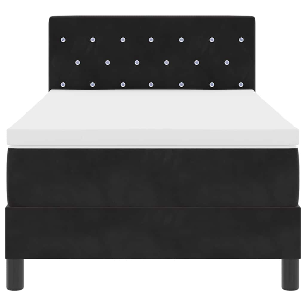 LED Box Spring Ágy matracmal Fekete 90 x 200 cm Bársony