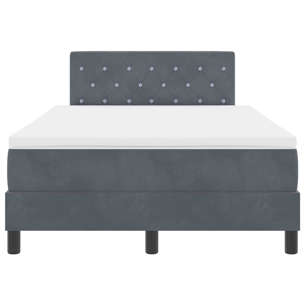 LED Box Spring Ágy matracmal Sötétszürke 120 x 190 cm Bársony