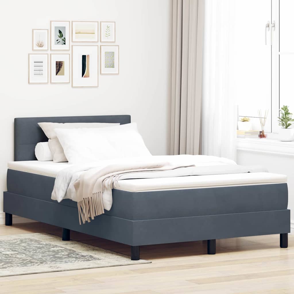 LED Box Spring Ágy matracmal Sötétszürke 120 x 200 cm Bársony