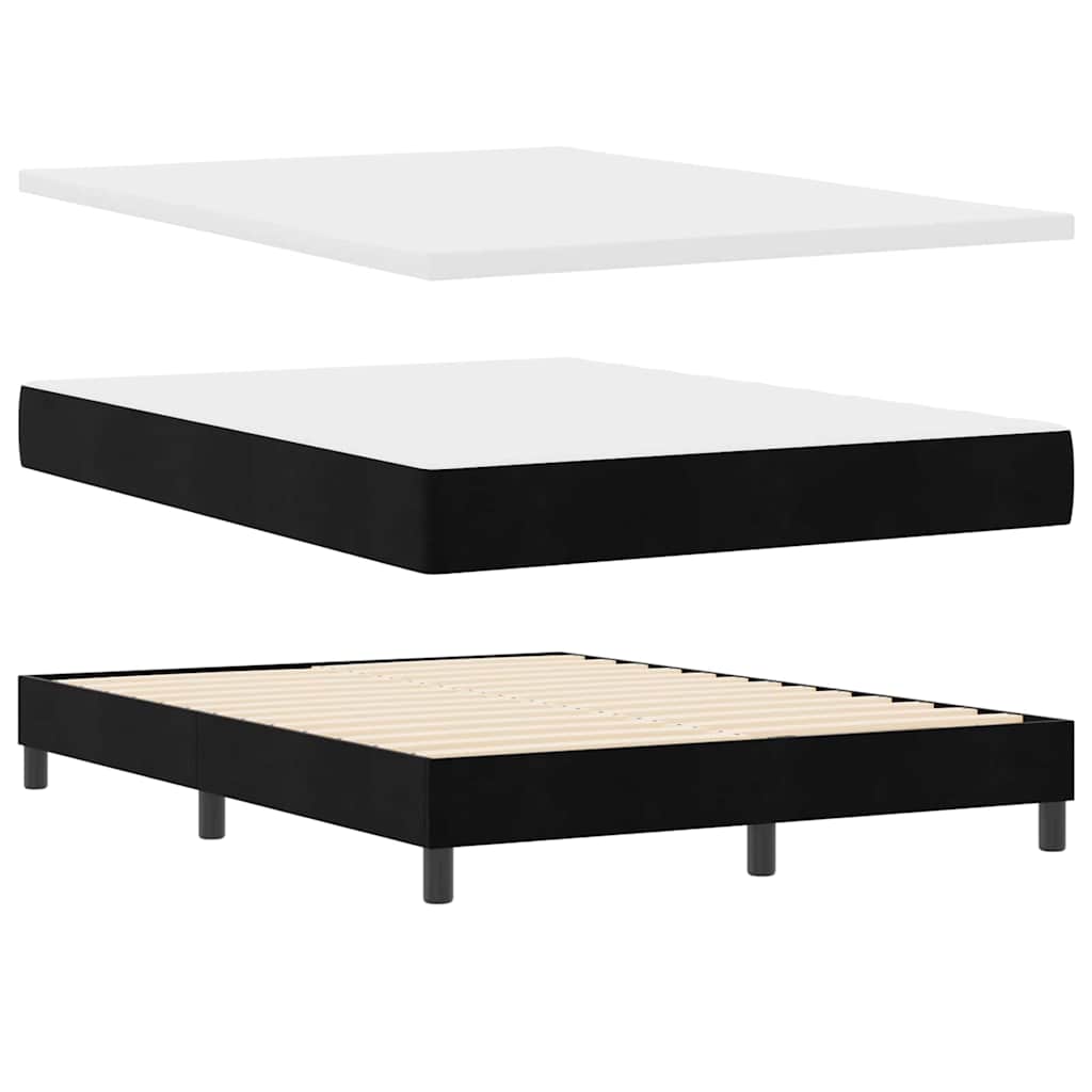 LED Box Spring Ágy matracmal leddel Fekete 140 x 190 cm Bársony
