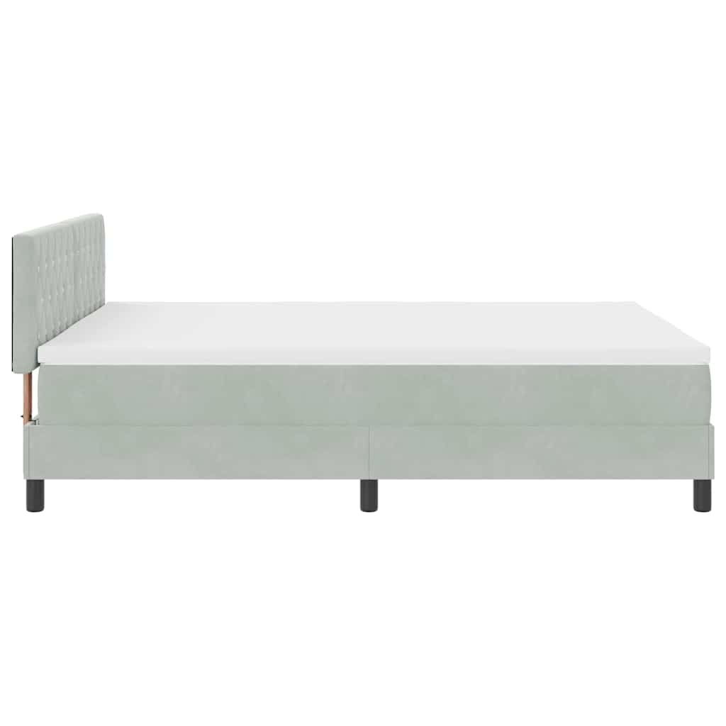LED Box Spring Ágy matracmal Világosszürke 140 x 200 cm Bársony