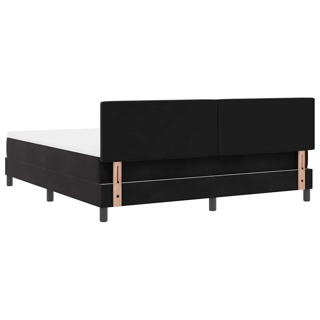 LED Box Spring Ágy matracmal leddel Fekete 180 x 200 cm Bársony