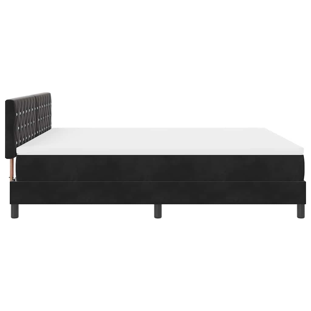 LED Box Spring Ágy matracmal leddel Fekete 180 x 200 cm Bársony