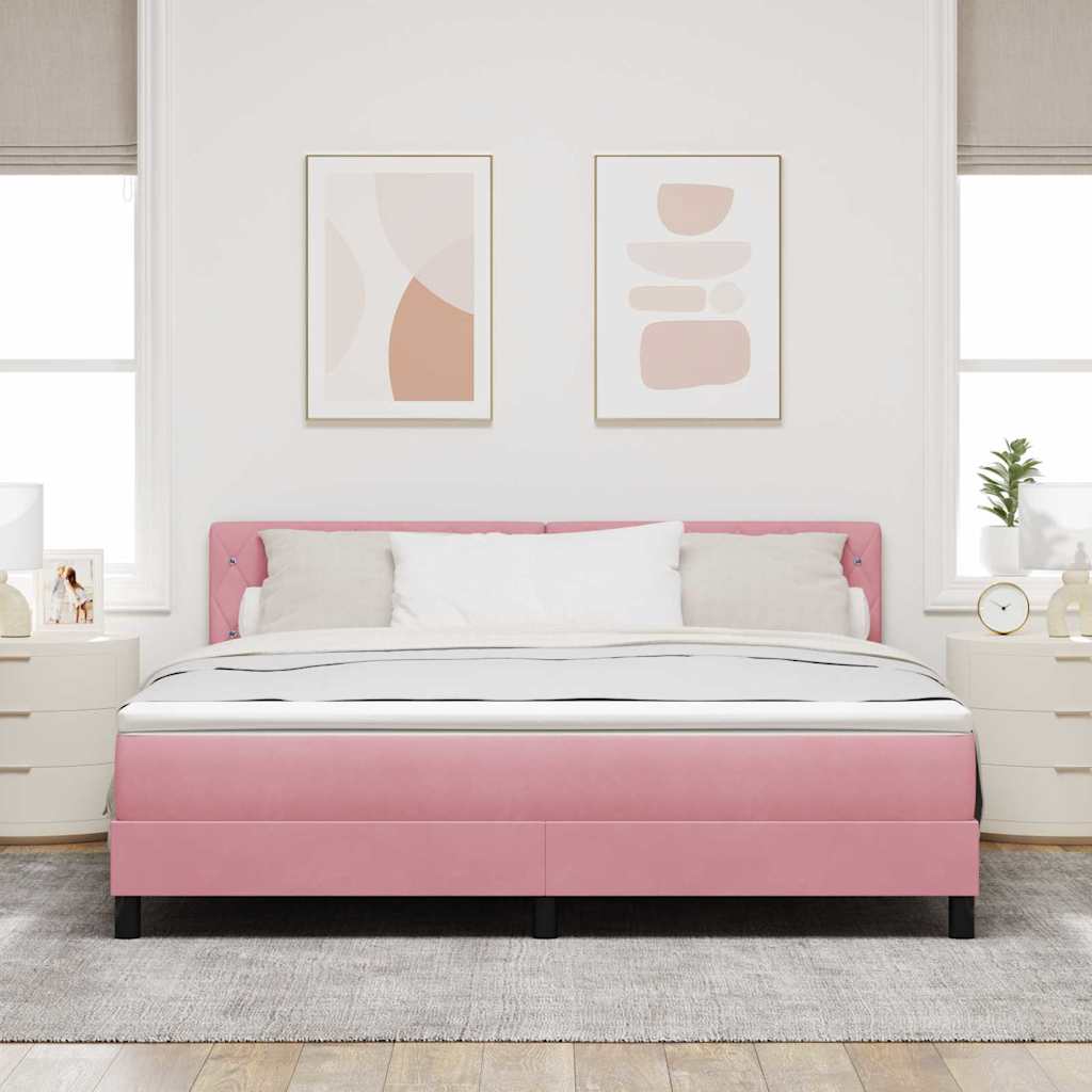 LED Box Spring Ágy fejtámlával Rózsaszín 180 x 200 cm Bársony