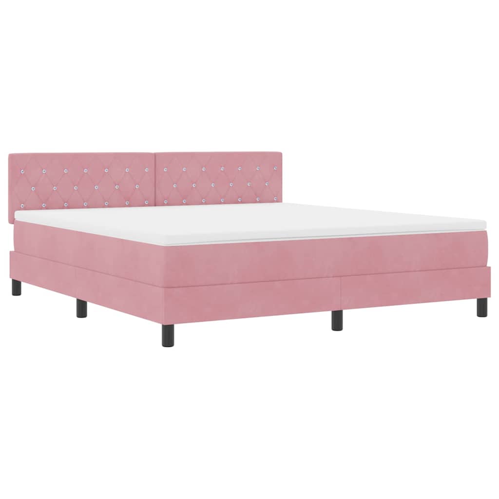 LED Box Spring Ágy fejtámlával Rózsaszín 180 x 200 cm Bársony