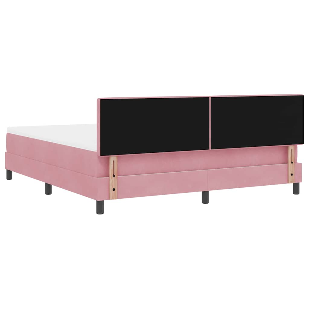 LED Box Spring Ágy fejtámlával Rózsaszín 180 x 200 cm Bársony