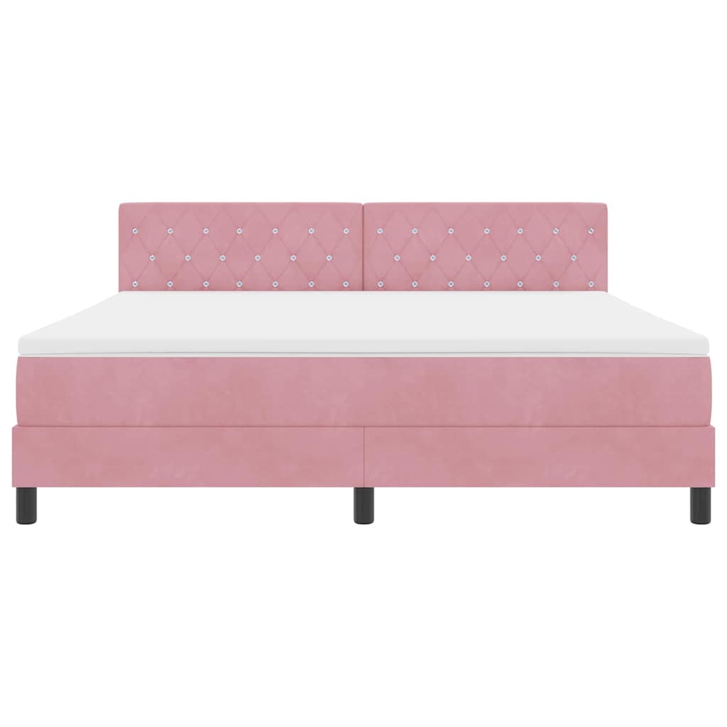 LED Box Spring Ágy fejtámlával Rózsaszín 180 x 200 cm Bársony