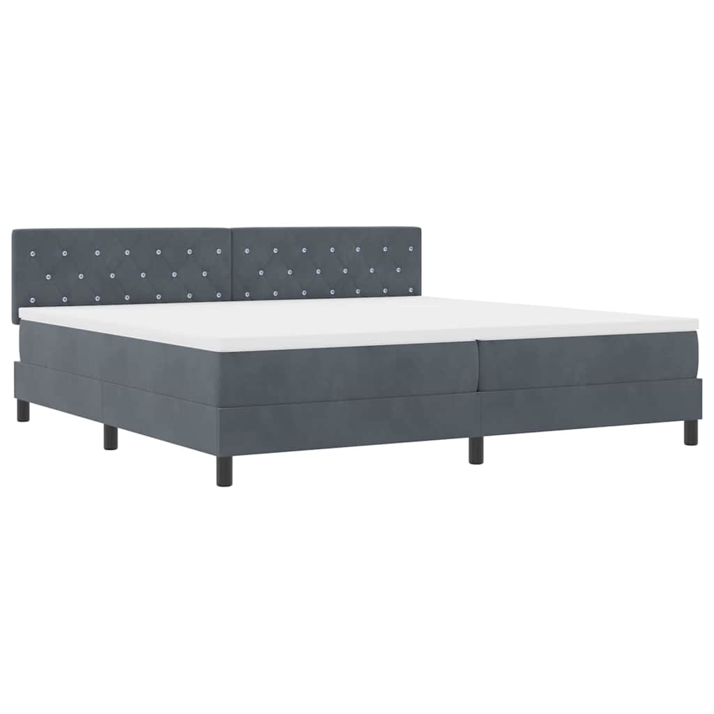 LED Box Spring Ágy matracmal Sötétszürke 200 x 200 cm Bársony