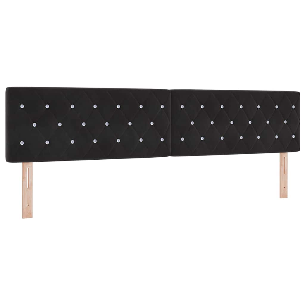 LED Box Spring Ágy fejtámlával Fekete 200 x 200 cm Bársony